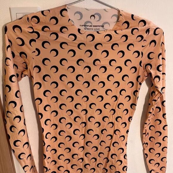 Tops - Marine Serre Beige and Black Crescent Moon Long Sleeve Top